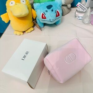 Dior Pink Cosmetic Bag with Textured Finish